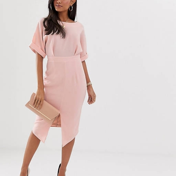 🚫SOLD🚫ASOS DESIGN wiggle midi dress in blush - Picture 2 of 4